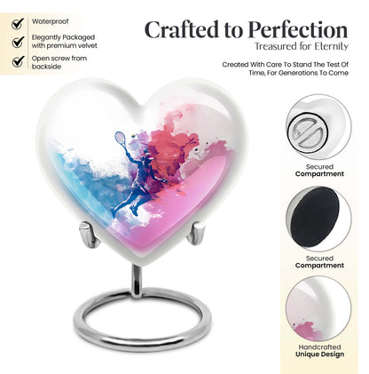 heart designed tennis urn