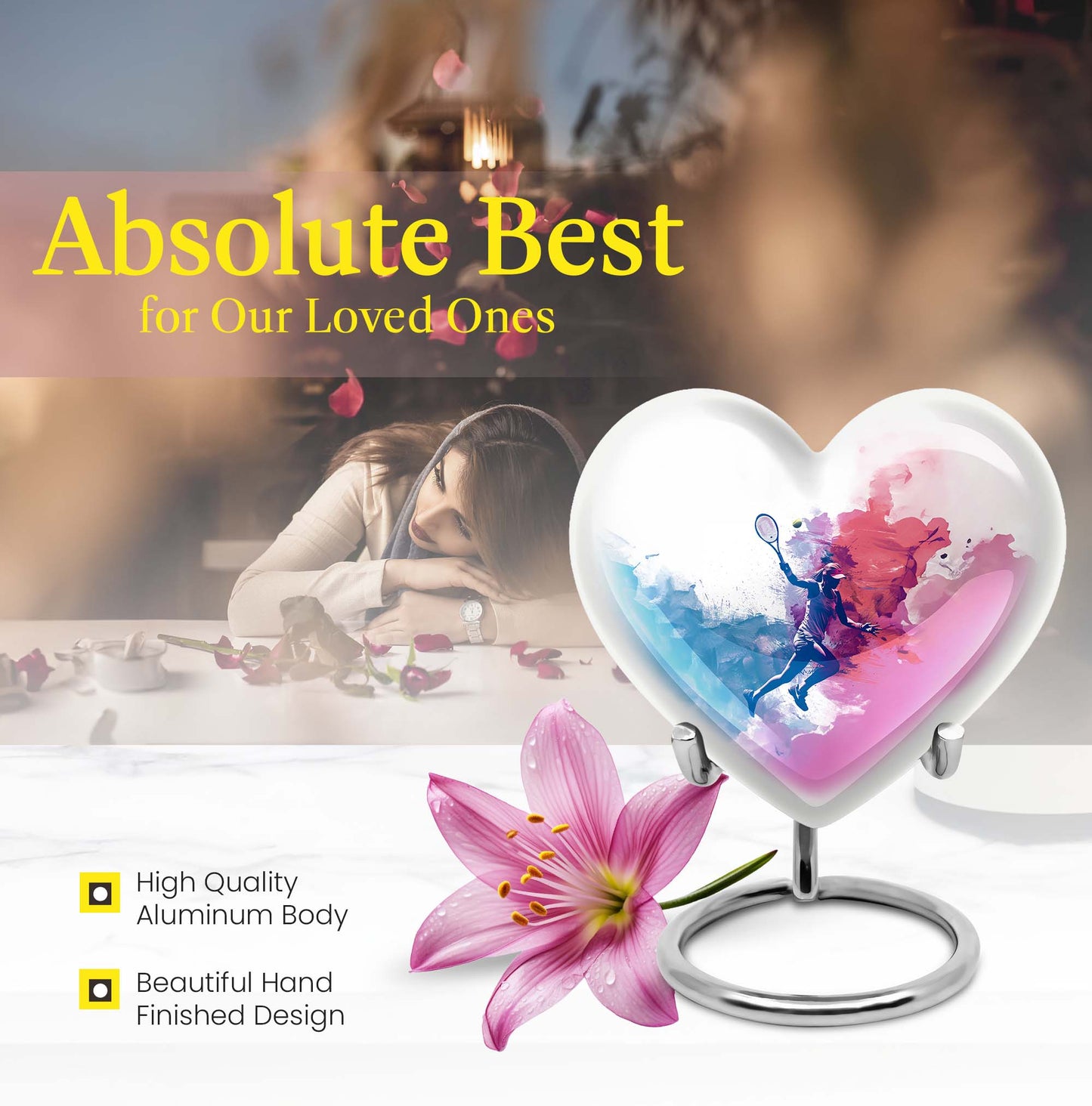heart designed tennis urn