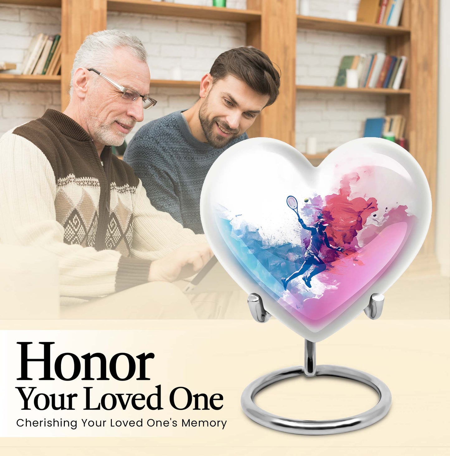 heart designed tennis urn