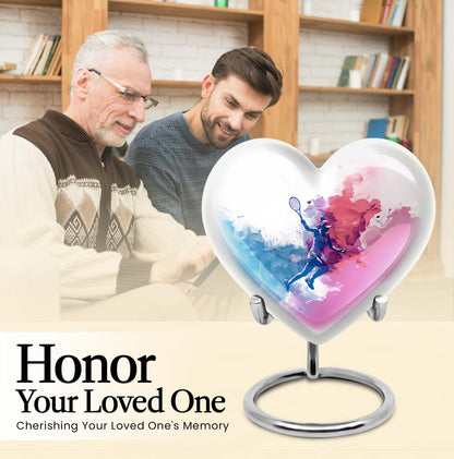 heart designed tennis urn