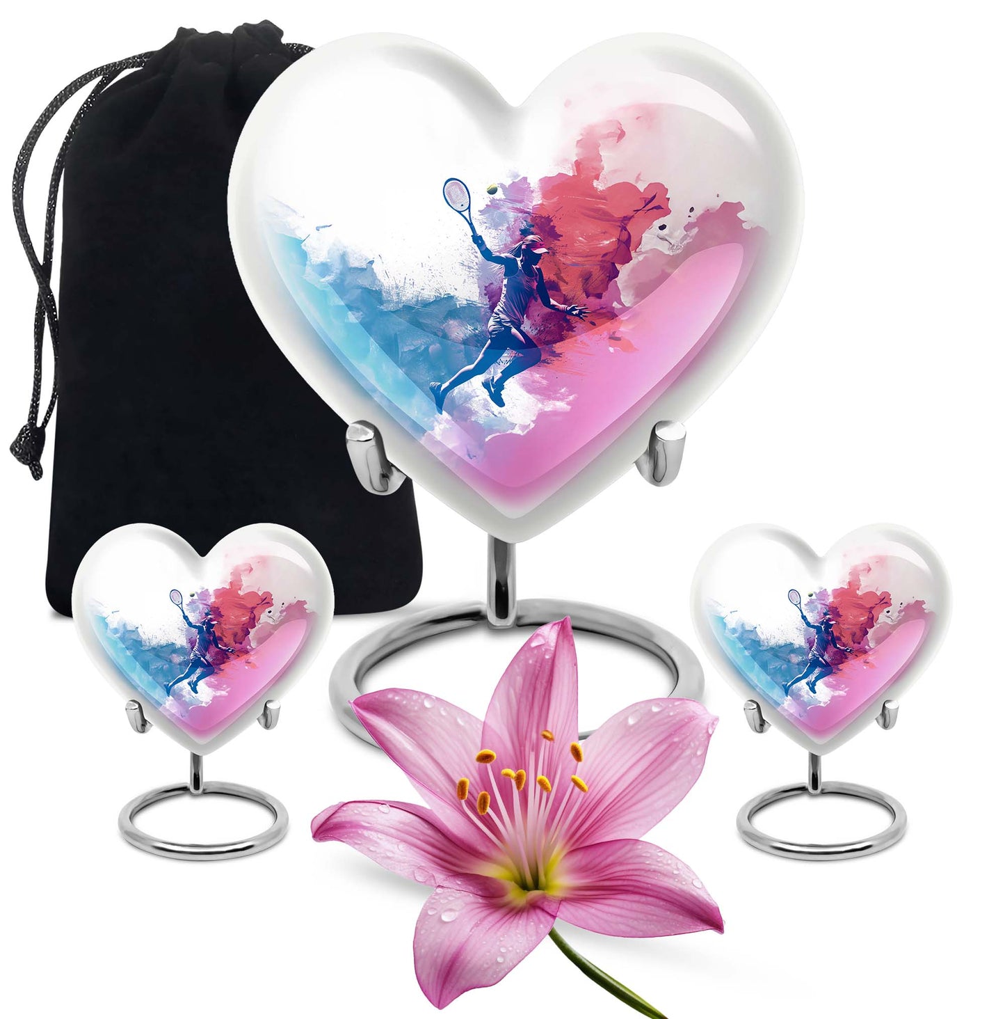 heart designed tennis urn
