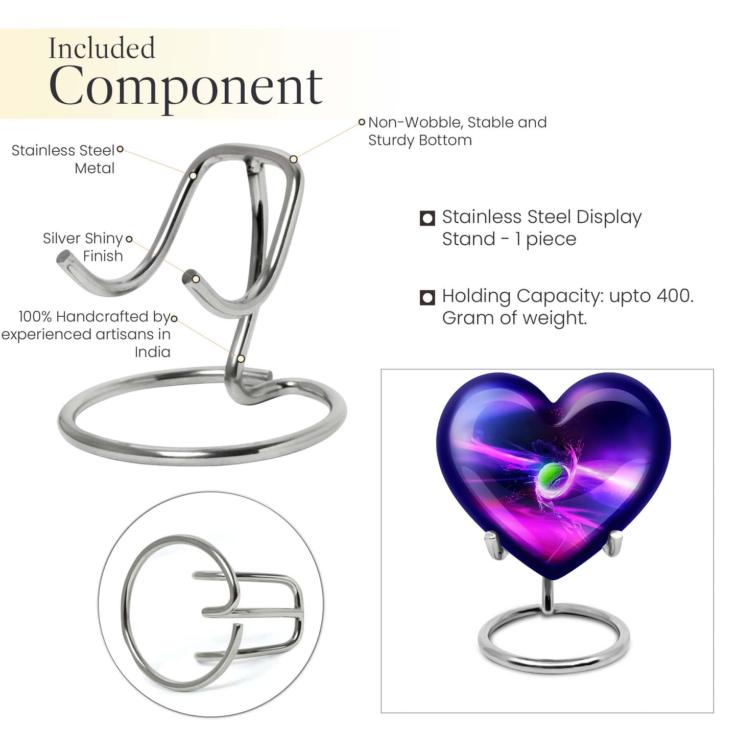 heart Tennis Urn for adult men's ashes