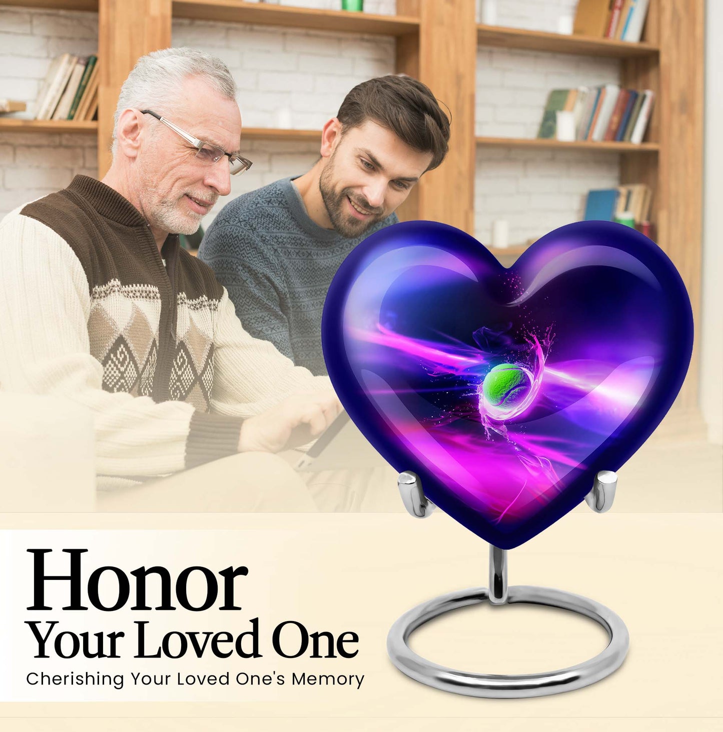 heart Tennis Urn for adult men's ashes