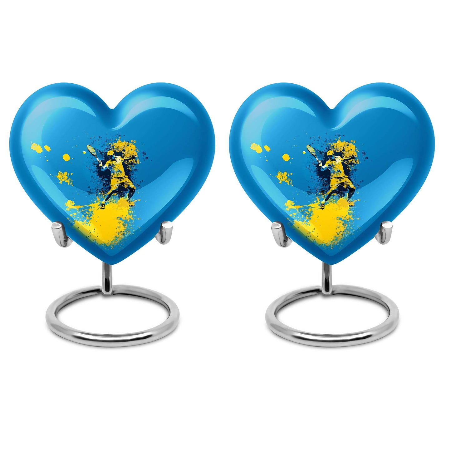 Heart-shaped Tennis Urn, Purple Meadow themed memorial urn