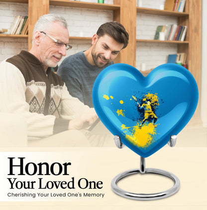 Heart-shaped Tennis Urn, Purple Meadow themed memorial urn