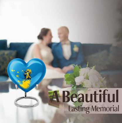 Heart-shaped Tennis Urn, Purple Meadow themed memorial urn