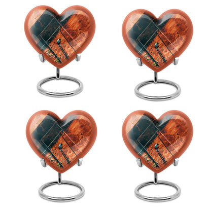 10-inch Purple Meadow themed Heart Tennis Urn for human cremation, includes velvet pouch