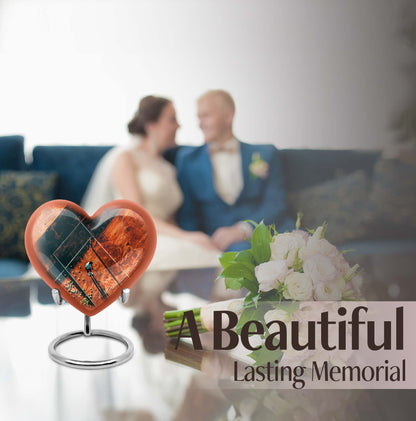 10-inch Purple Meadow themed Heart Tennis Urn for human cremation, includes velvet pouch