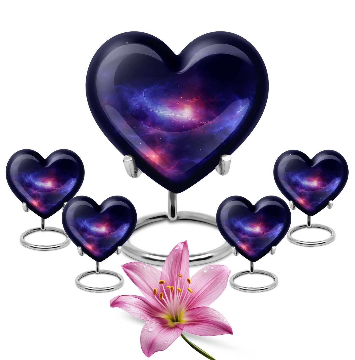 10-inch galaxy Heart Urn in Purple Meadow 