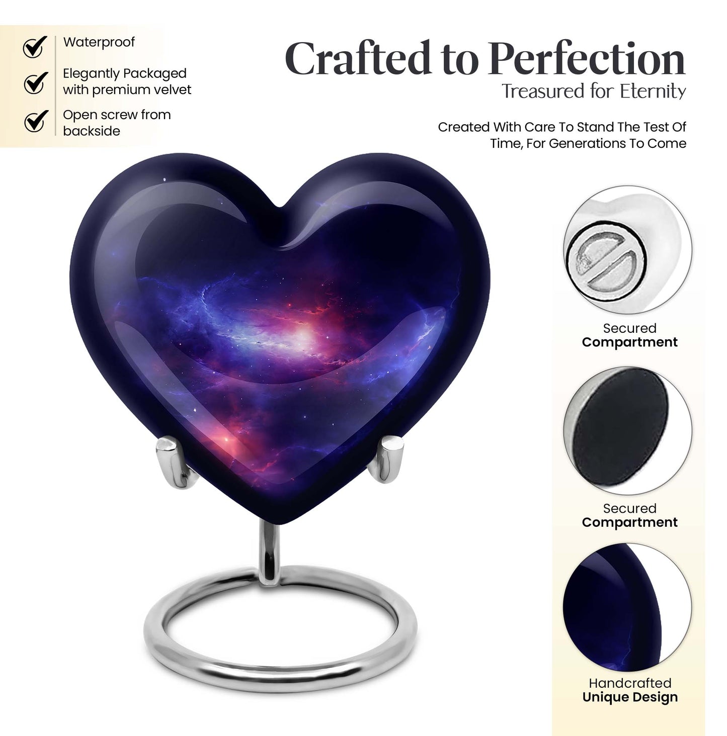 10-inch galaxy Heart Urn in Purple Meadow 