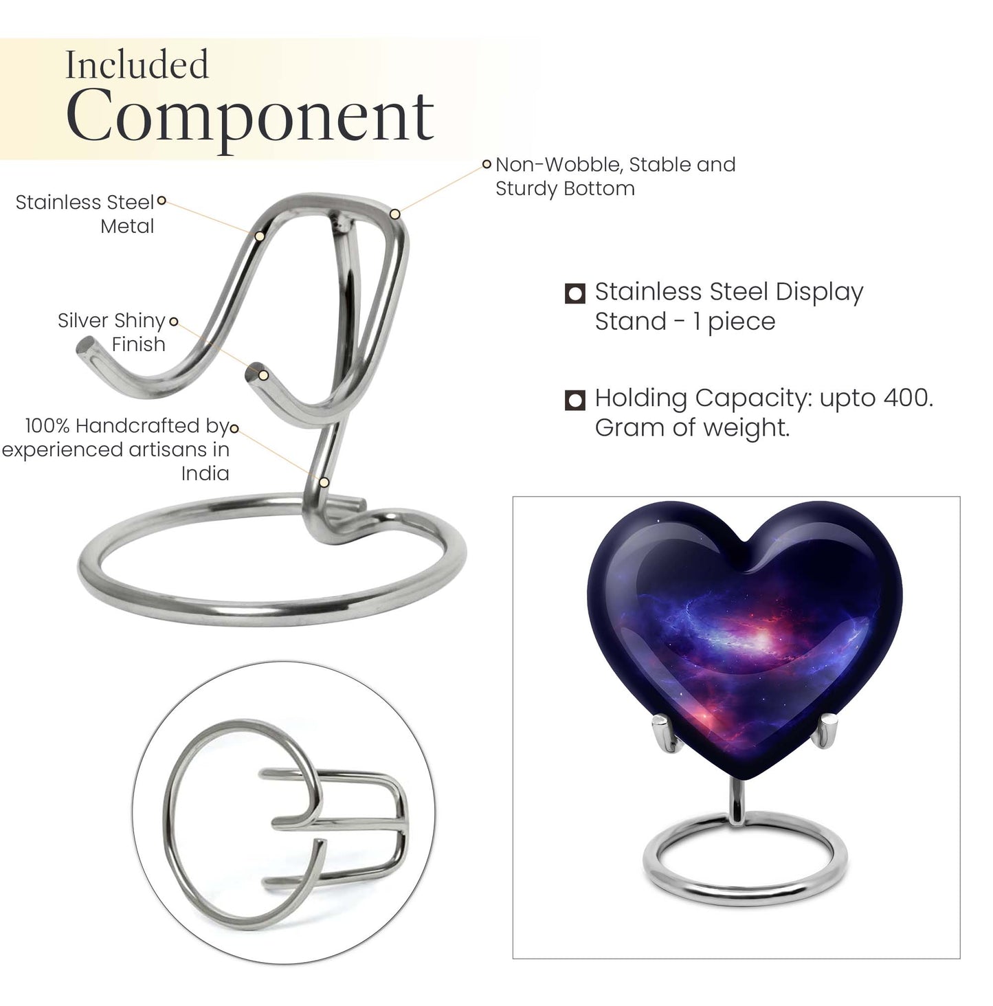 10-inch galaxy Heart Urn in Purple Meadow 