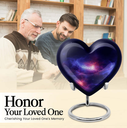 10-inch galaxy Heart Urn in Purple Meadow 