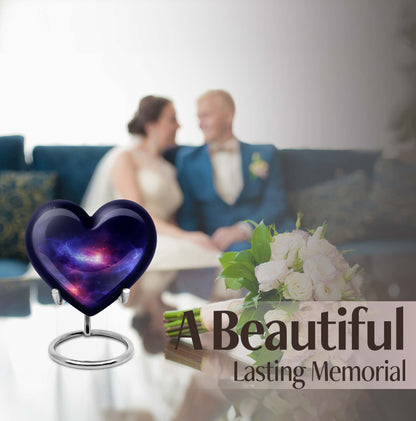 10-inch galaxy Heart Urn in Purple Meadow 