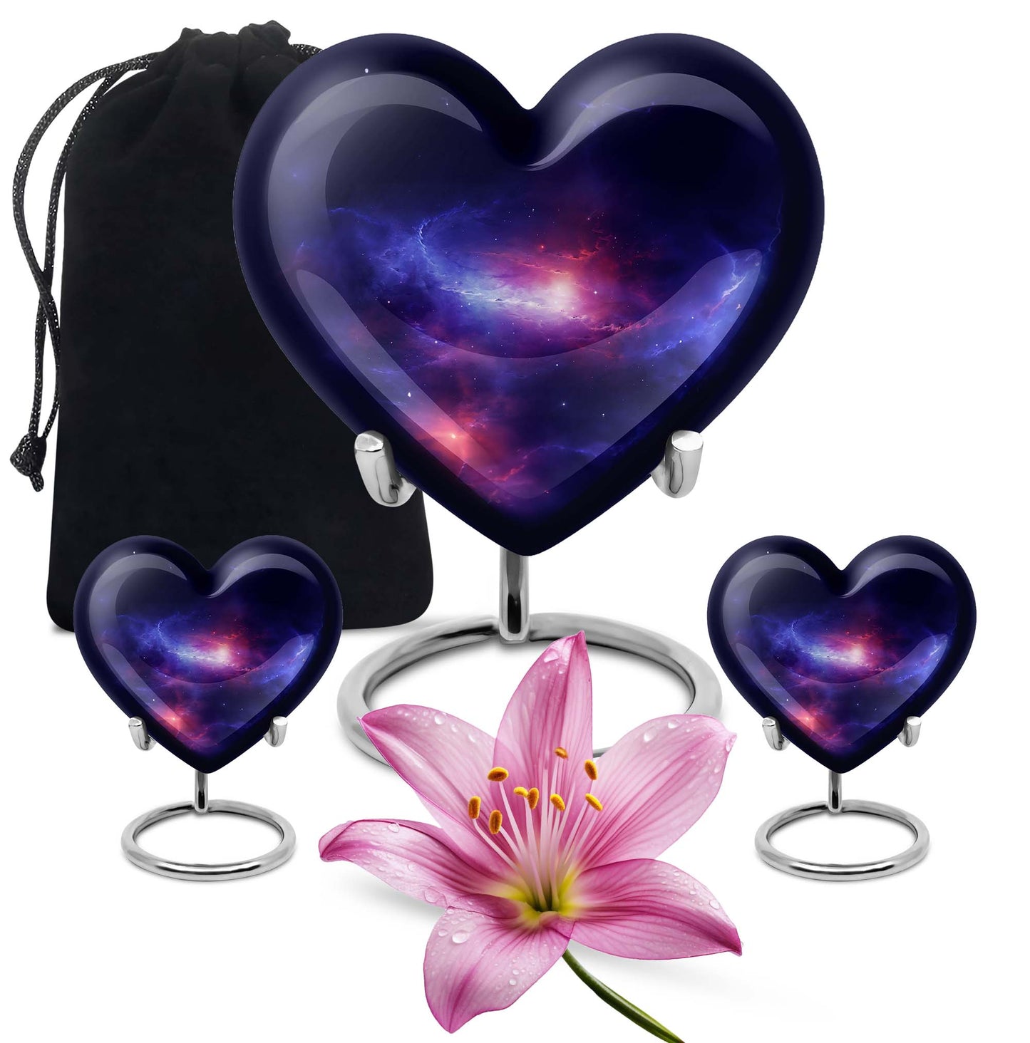 10-inch galaxy Heart Urn in Purple Meadow 