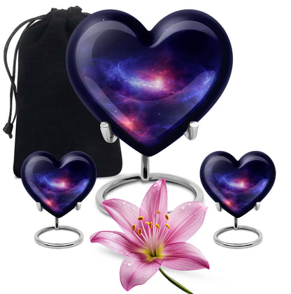 10-inch galaxy Heart Urn in Purple Meadow 
