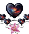 10-inch Galaxy Urn, heart-shaped burial custom urn in Purple Meadow theme