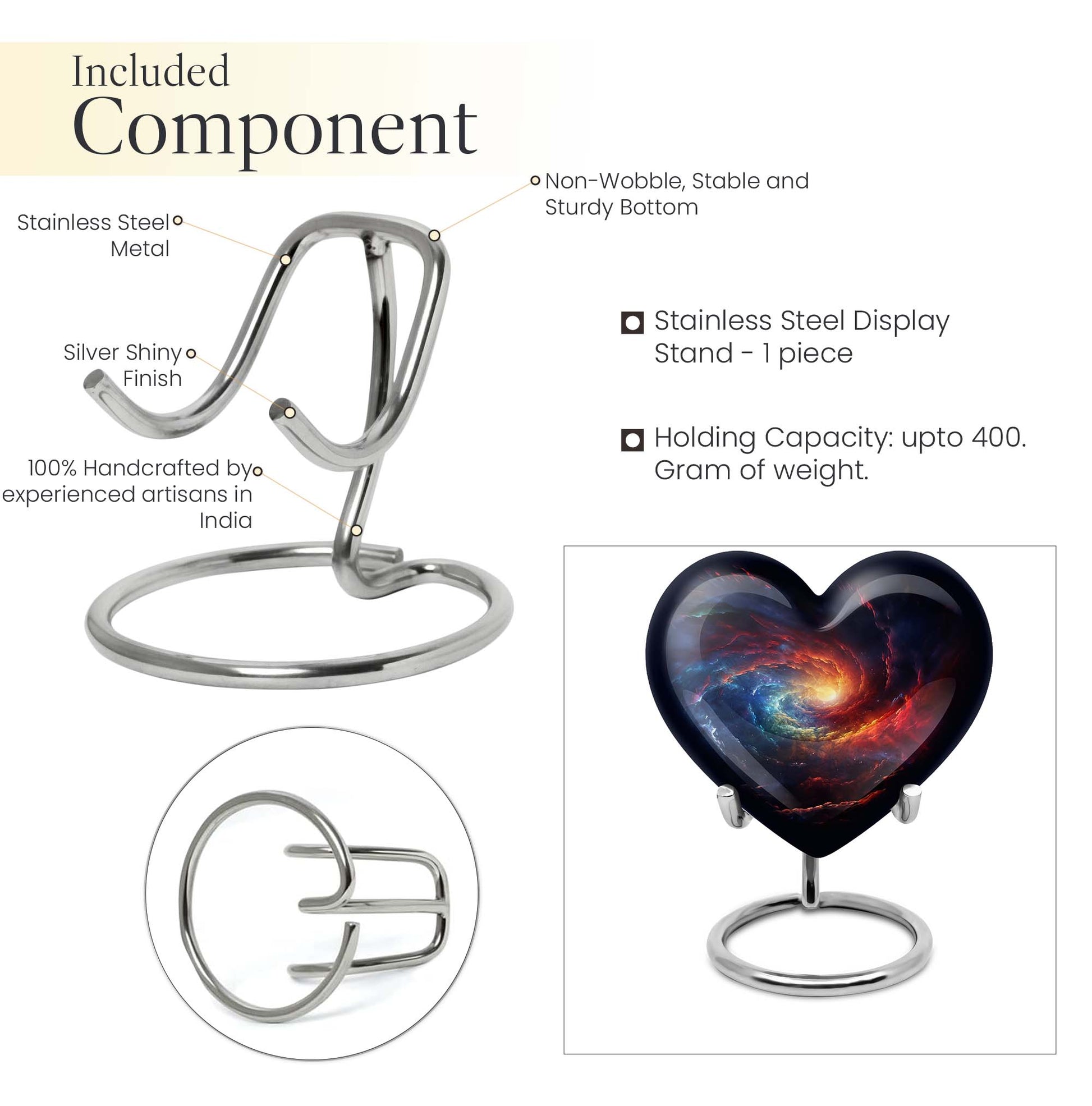 10-inch Galaxy Urn, heart-shaped burial custom urn in Purple Meadow theme