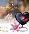 10-inch Galaxy Urn, heart-shaped burial custom urn in Purple Meadow theme