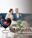 10-inch Galaxy Urn, heart-shaped burial custom urn in Purple Meadow theme