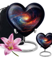 10-inch Galaxy Urn, heart-shaped burial custom urn in Purple Meadow theme
