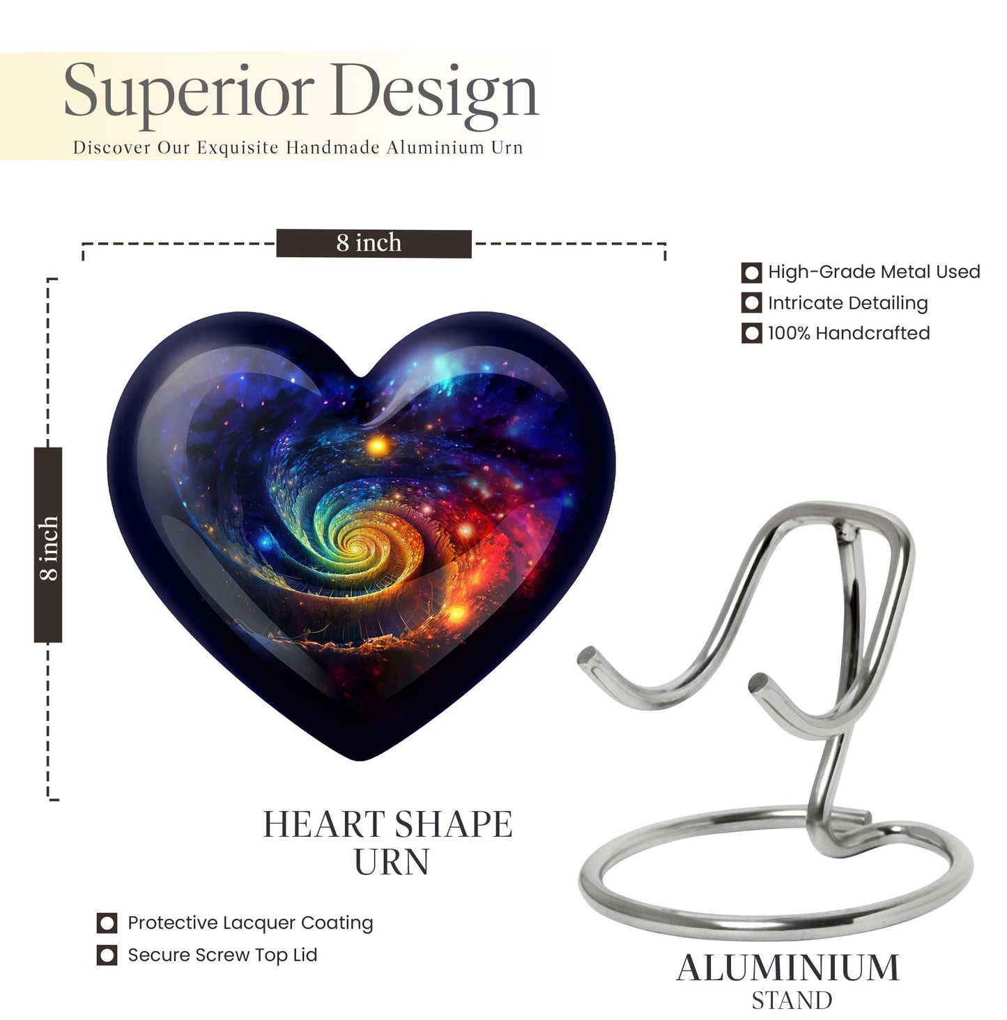 heart Galaxy urn for men's ashes
