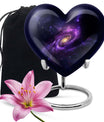 Purple Meadow themed 10-inch Heart designed Glaxxy urn for male adults
