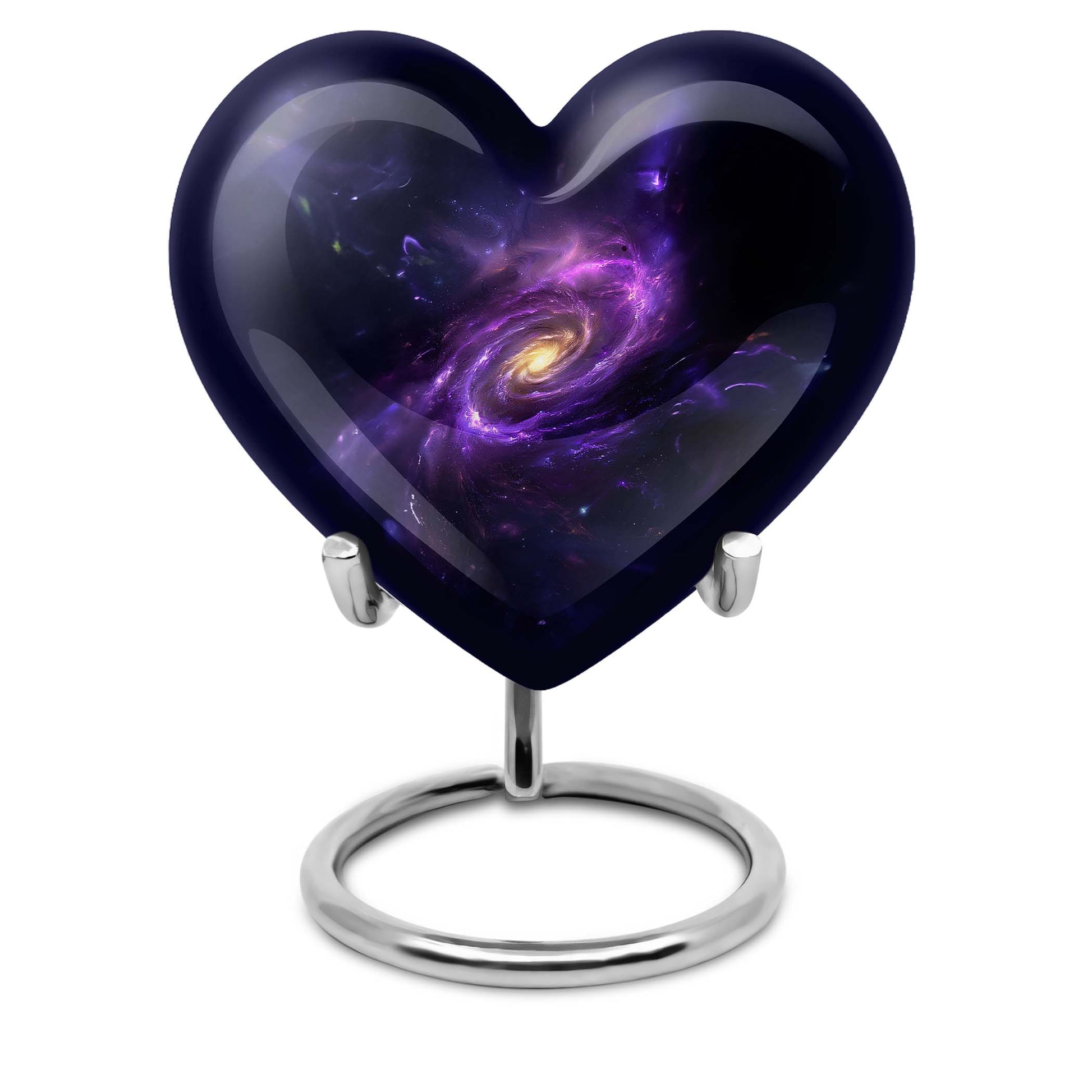 Purple Meadow themed 10-inch Heart designed Glaxxy urn for male adults