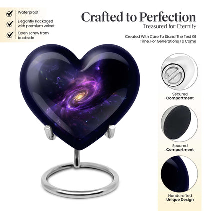 Purple Meadow themed 10-inch Heart designed Glaxxy urn for male adults