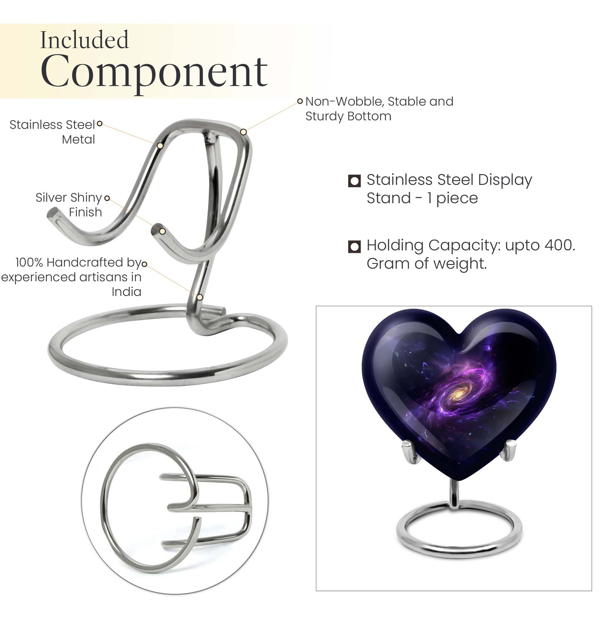 Purple Meadow themed 10-inch Heart designed Glaxxy urn for male adults