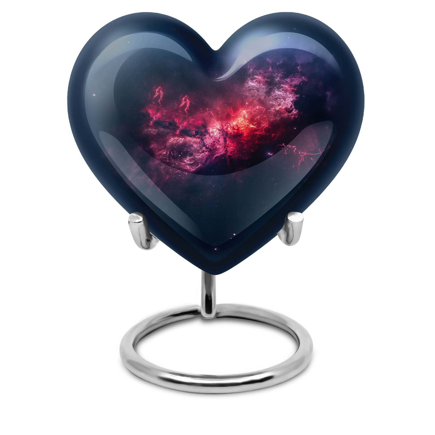 10-inch Glaaxy Heart Urn in Purple Meadow theme, includes personalized engraving