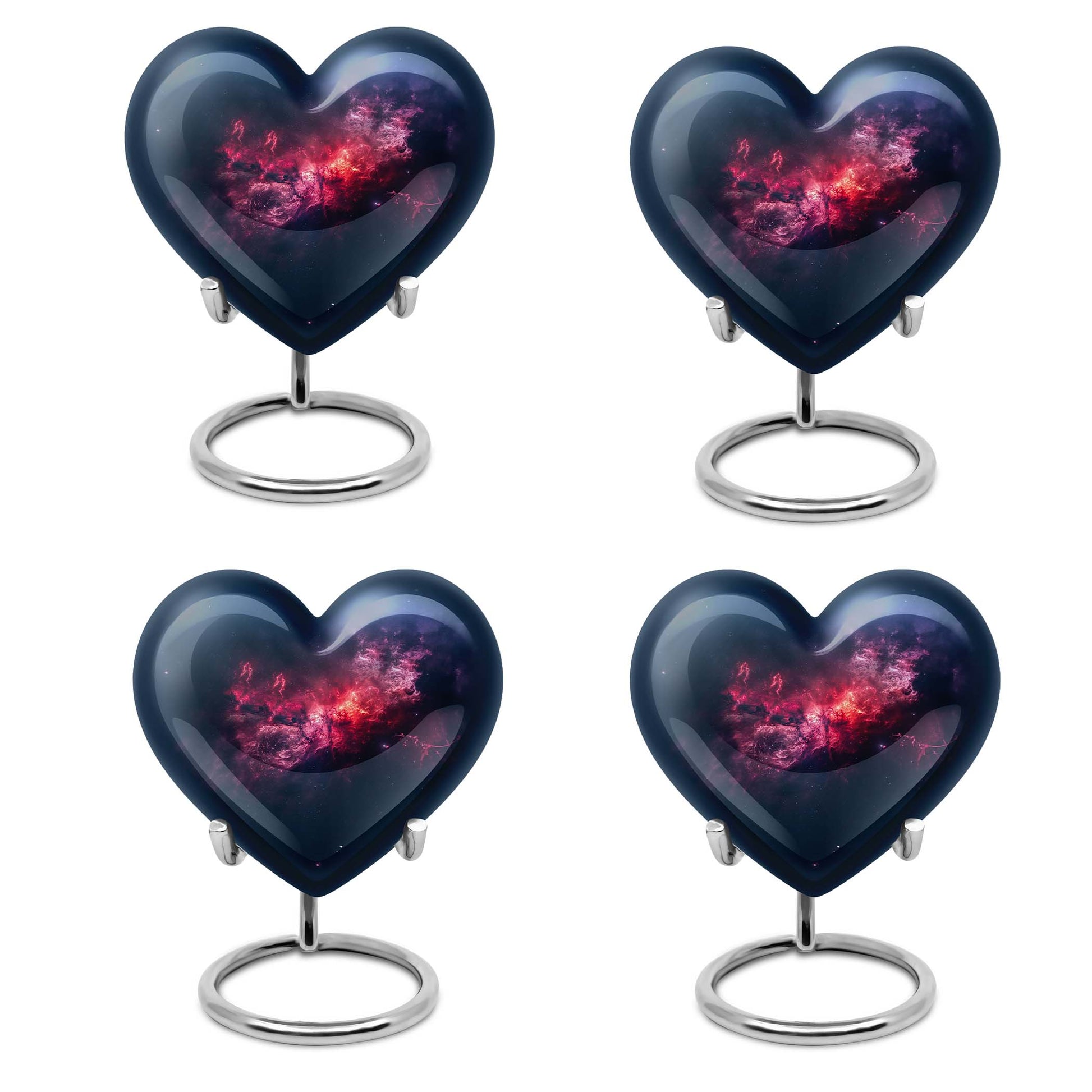 10-inch Glaaxy Heart Urn in Purple Meadow theme, includes personalized engraving