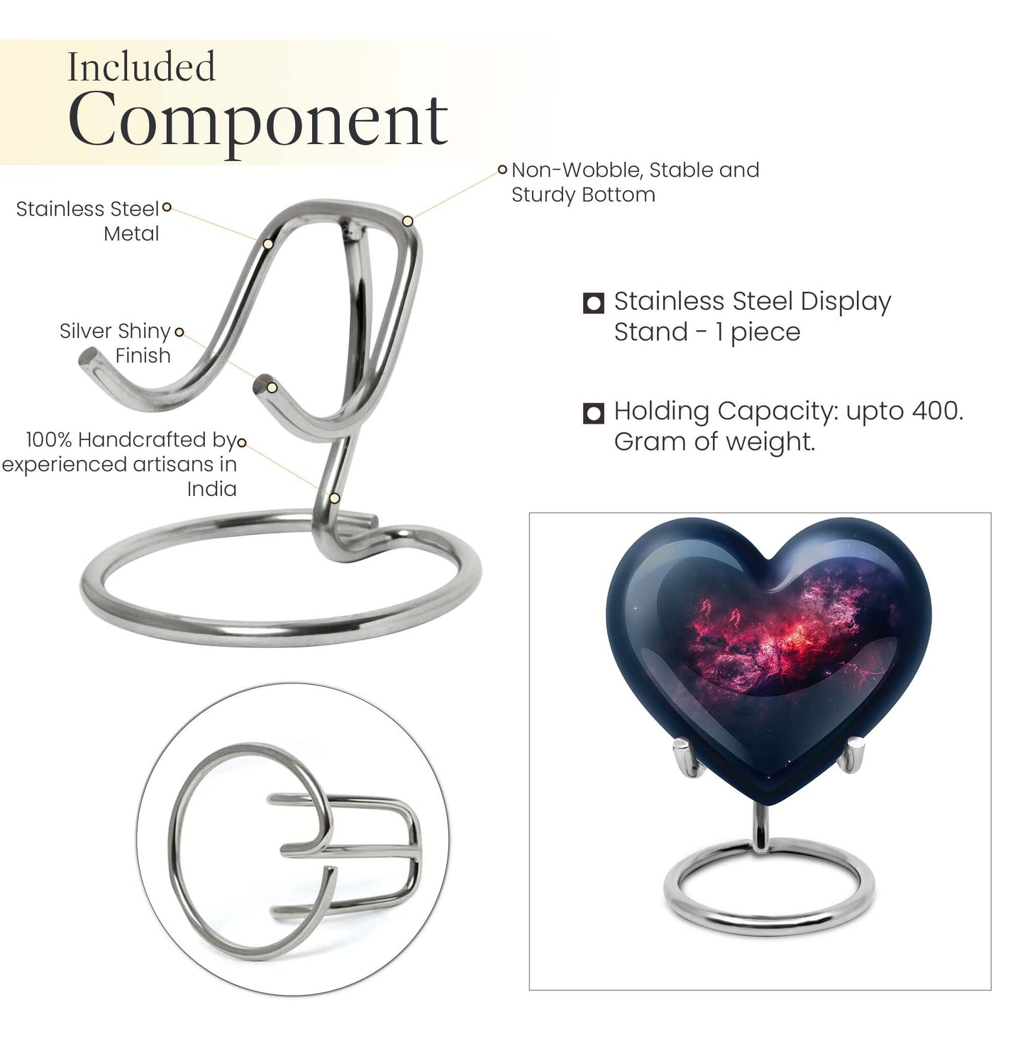 10-inch Glaaxy Heart Urn in Purple Meadow theme, includes personalized engraving