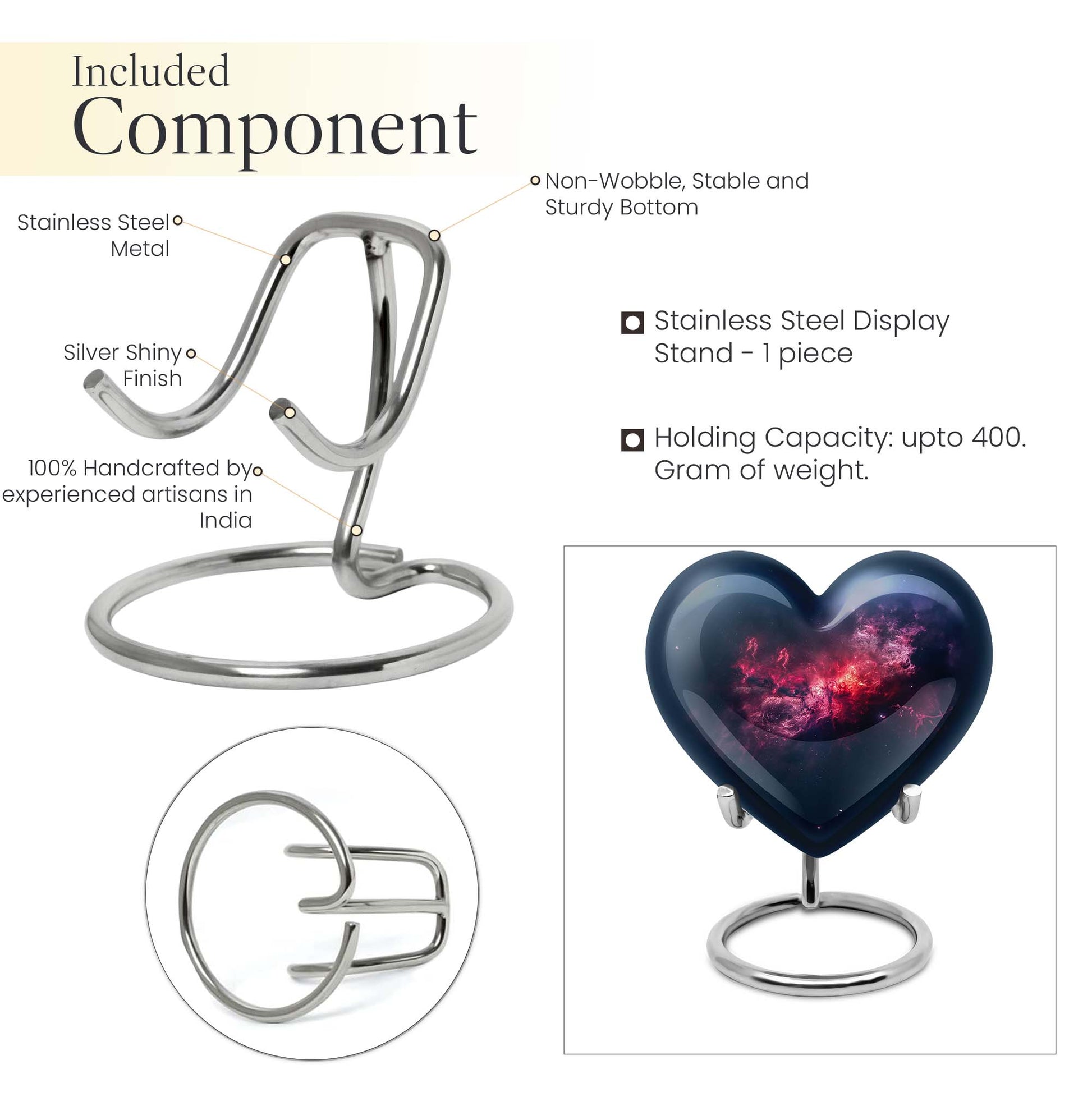 10-inch Glaaxy Heart Urn in Purple Meadow theme, includes personalized engraving