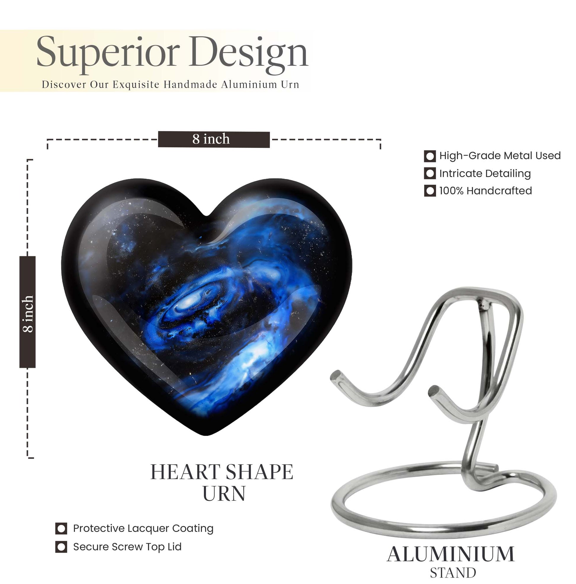 Large 10-inch heart galaxy Urn