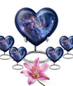 10-inch, Heart-shaped galaxy Urn in Purple Meadow theme,