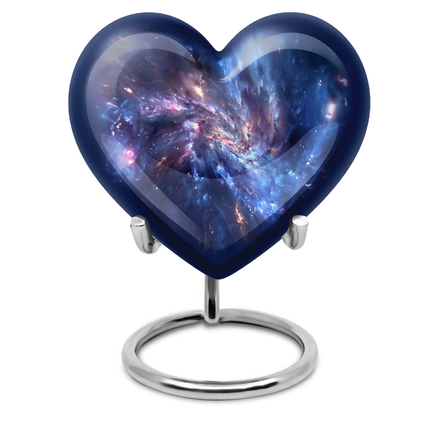 10-inch, Heart-shaped galaxy Urn in Purple Meadow theme,