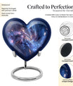 10-inch, Heart-shaped galaxy Urn in Purple Meadow theme,