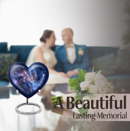 10-inch, Heart-shaped galaxy Urn in Purple Meadow theme,