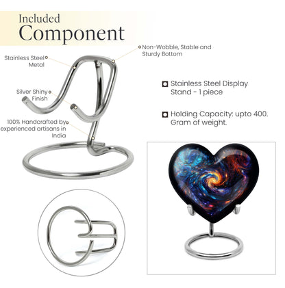 Heart-shaped glaaxy urn in Purple Meadow available with velvet pouch, perfect urns for cremation ashes