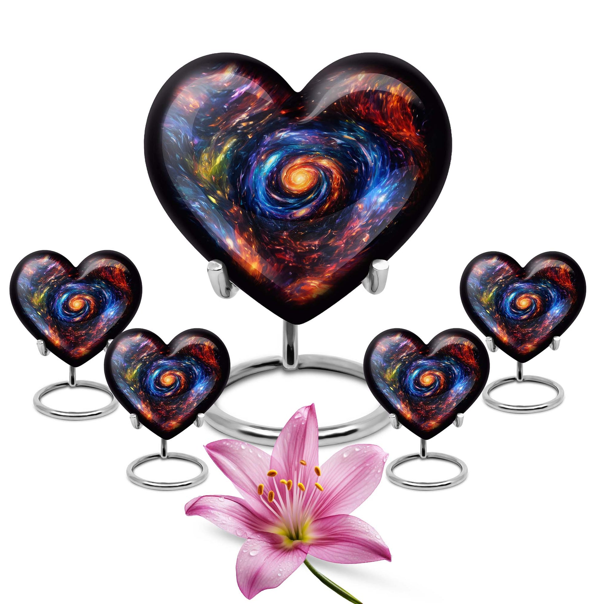 10-inch glaaxy urn in Purple Meadow theme for adult male cremation ashes