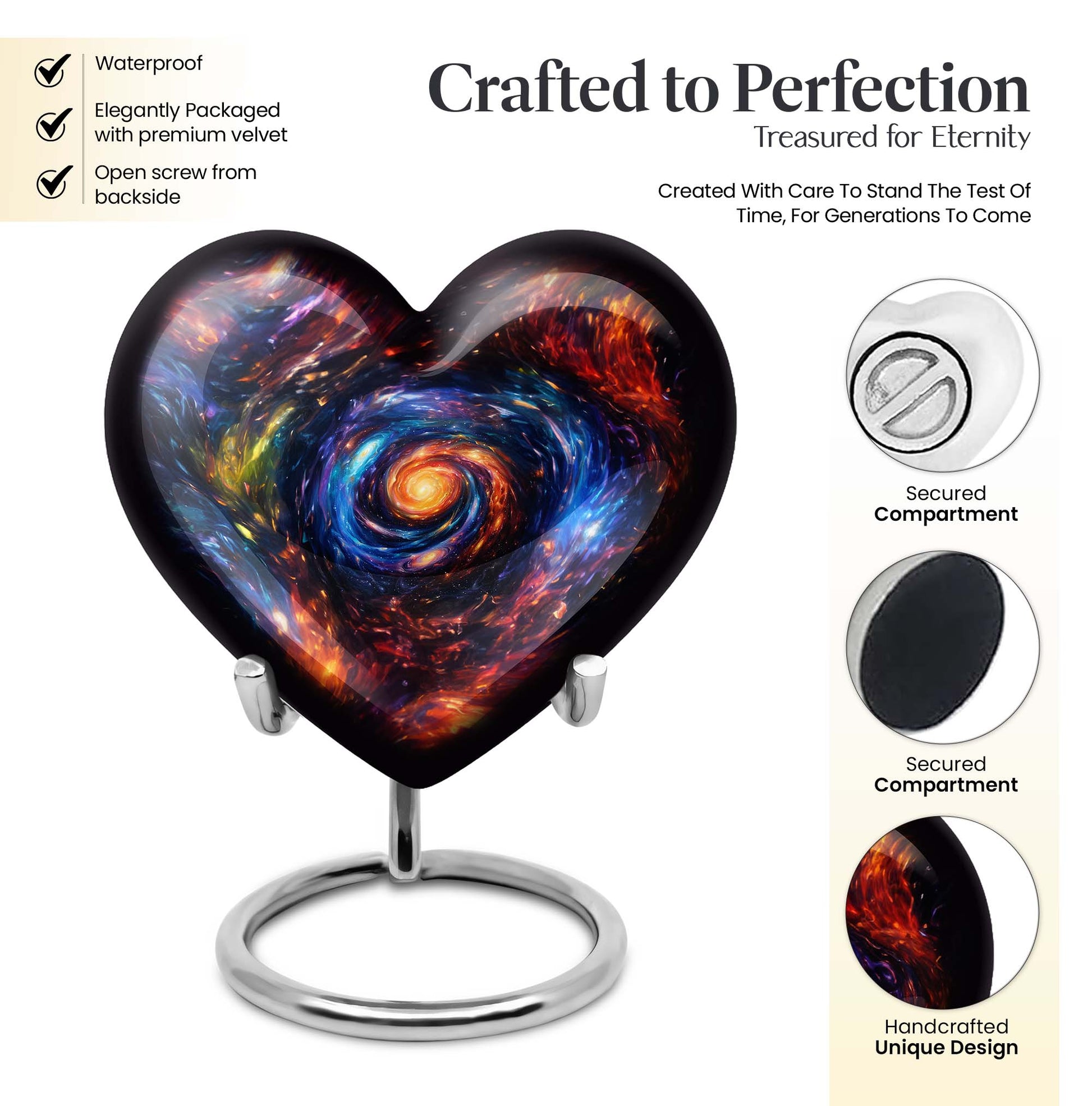 10-inch glaaxy urn in Purple Meadow theme for adult male cremation ashes