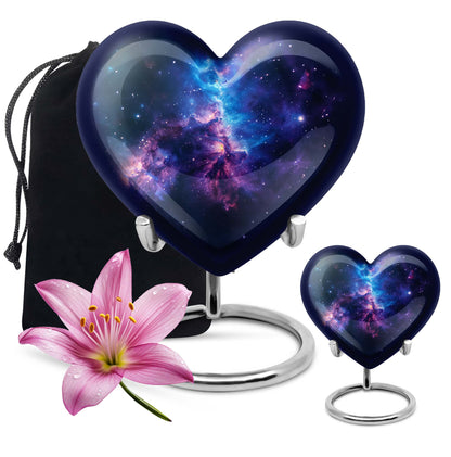 Galaxy Theme Large Urn With 1 Keepsake Urn
