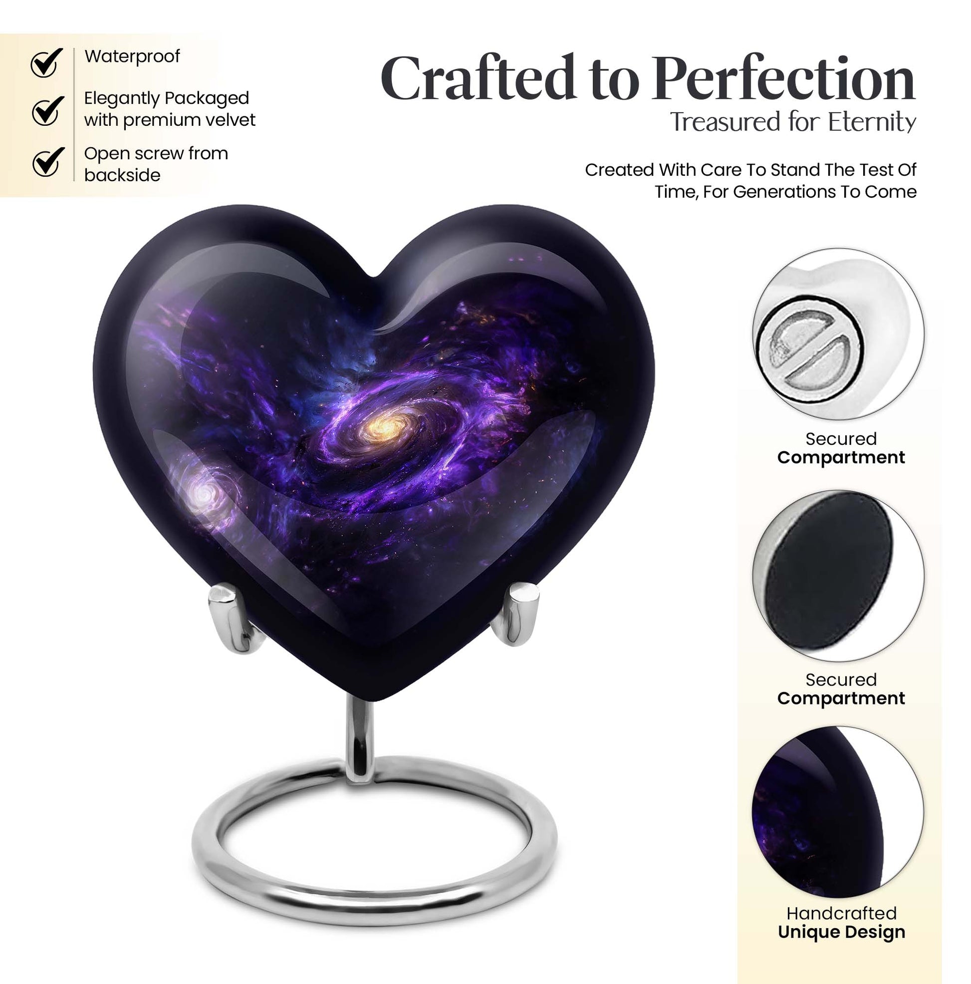 Heart-shaped Galaxy Urn for funeral.