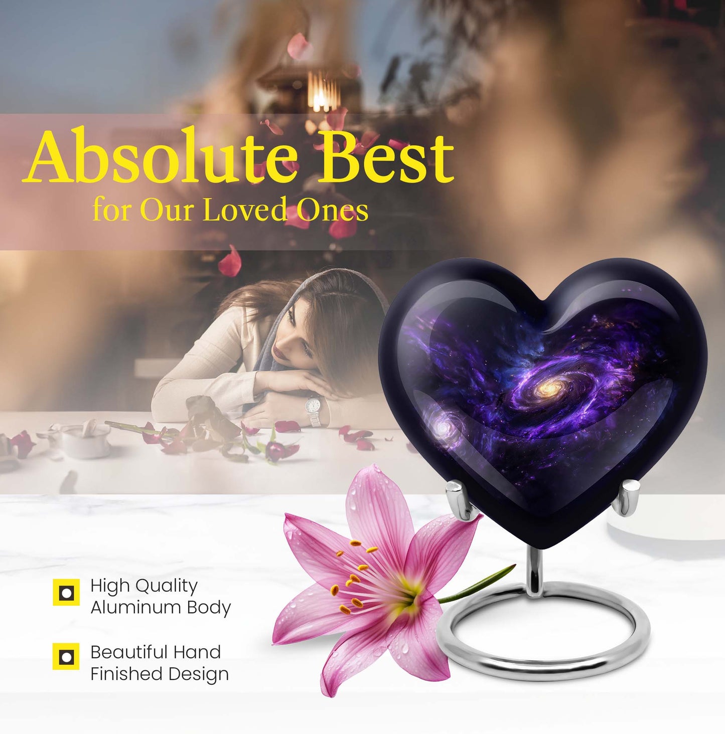Heart-shaped Galaxy Urn for funeral.