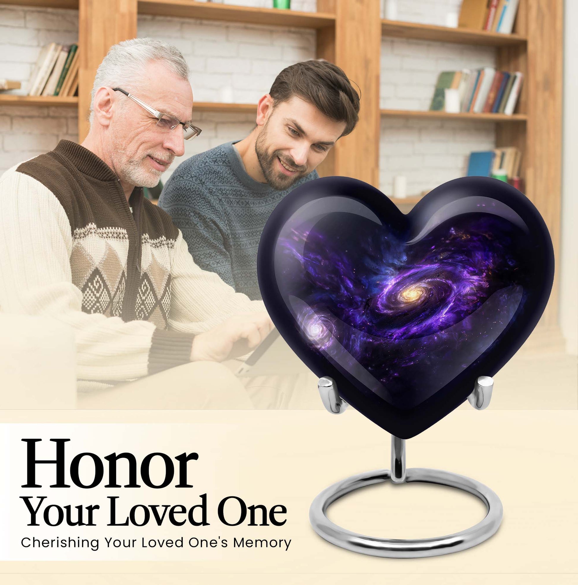 Heart-shaped Galaxy Urn for funeral.