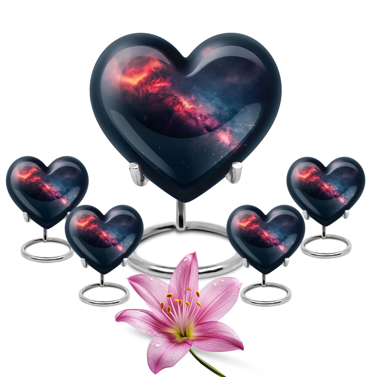 10-inch Galaxy Heart Urn in Purple Meadow theme 