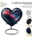 10-inch Galaxy Heart Urn in Purple Meadow theme 