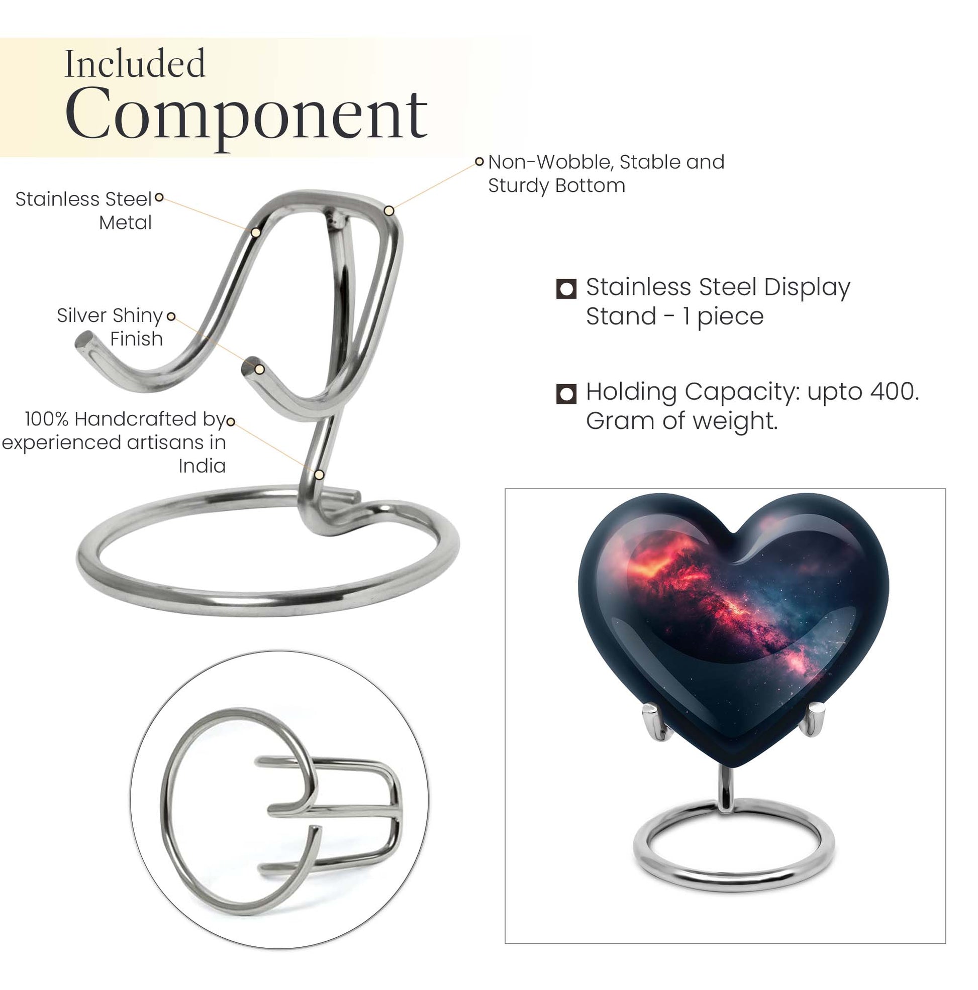 10-inch Galaxy Heart Urn in Purple Meadow theme 