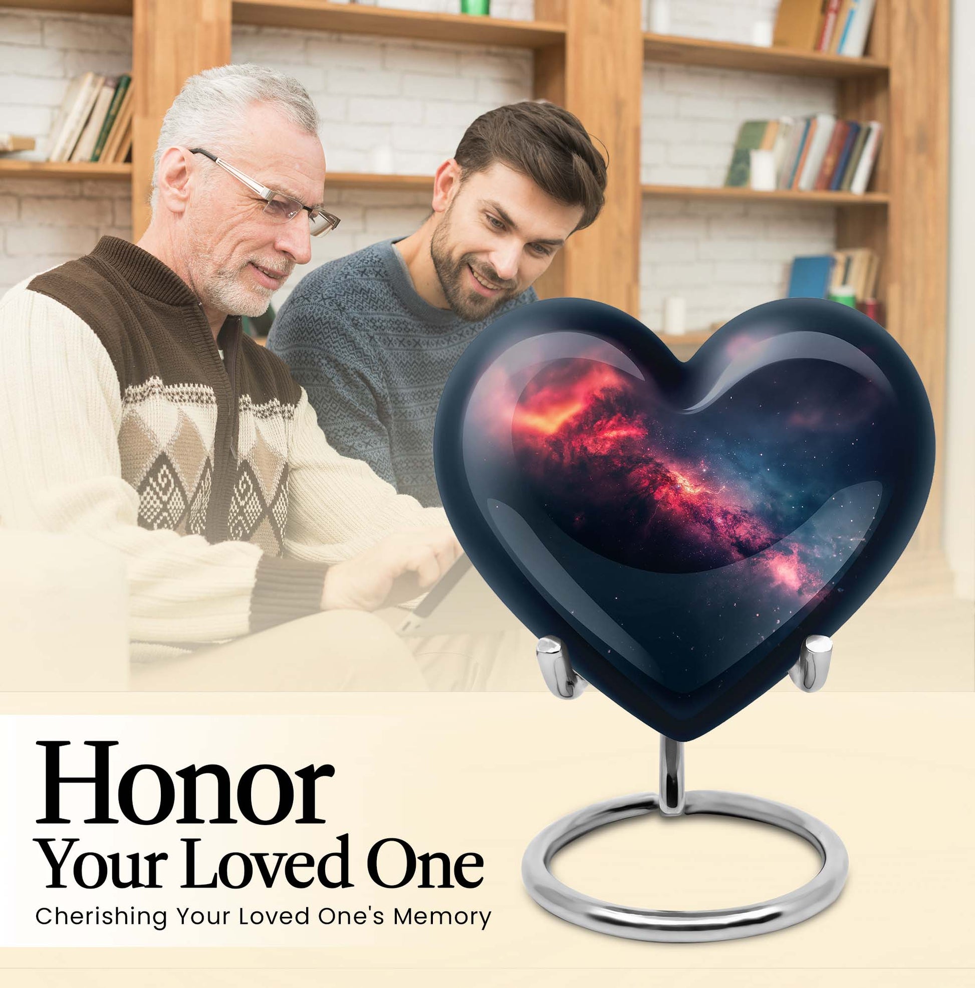 10-inch Galaxy Heart Urn in Purple Meadow theme 