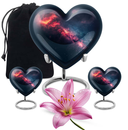 10-inch Galaxy Heart Urn in Purple Meadow theme 
